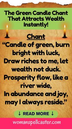 Unlock the secret to fast wealth with this powerful green candle money spell! This simple and easy chant is perfect for beginners and experienced witches alike, providing quick results to manifest abundance. Learn how to perform this effective green candle spell for money and experience the magic that works immediately. Embrace your power and start attracting wealth today! 💰✨ #MoneySpell #GreenCandle #WealthManifestation #Witchcraft #InstantResults #Abundance Green Candle Money Spell, Green Candle Magic, Spell For Money, Money Spells Magic, Wish Spell, Powerful Money Spells, Money Spells That Work, Good Luck Spells, Money Spell