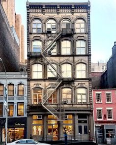 a fire escape on the side of a building