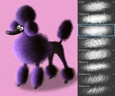 an animated poodle is shown on the left and right side of the image, with different hair colors