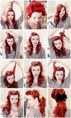 15 Disney Makeup and Hair Tutorials Perfect For Your Halloween Costume Retro Ponytail, Cabelo Pin Up, Pinup Hair Tutorial, Rockabilly Mode, Retro Hairstyles Tutorial, 40s Hairstyles, Vintage Hairstyles Tutorial, Ponytail Tutorial, Victory Rolls