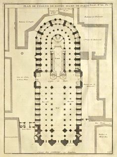 an old drawing of the interior of a building with columns and arches on each side