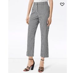 Brand New Burberry Straight Leg Cropped Black And White Gingham Trousers. Hidden Front Zipper. These Can Be Worn For Many Occasions. I Bought Them Then Gained Weight And Can’t Wear Them So They Were Never Worn. Purchased For Nearly $1000! No Flaws. First Photo Is Stock Photo. They Can Be Worn In Any Season, Work Or Casual Or Cocktail Hour, With Whatever Top And Shoes You Can Make These Versatile, Stilettos, Sandals, Ankle Boots A Cardigan, Crop Top, Endless Options. Reasonable Offers Considered. Classic Houndstooth Pattern Bottoms, Elegant Plaid Pants For Spring, Chic Gingham Pants For Summer, Chic Gingham Wide Leg Pants, Chic Plaid Bottoms For Business Casual, Summer Gingham Workwear Pants, Gingham Pants For Summer Workwear, Summer Gingham Pants For Workwear, Summer Workwear Gingham Pants