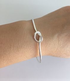 Silver Sliding Knot Bangle Bracelets, Silver Sliding Knot Bangle Bracelet, Silver Bangle Bracelet With Sliding Knot, Adjustable Sterling Silver Bangle For Wedding, Bracelet Tie, Layered Bangles, Knot Bangle, Bangle Silver, Adjustable Bangle Bracelet