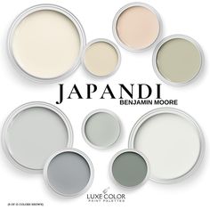 the different shades of paint in japan, including white and beiges with text that reads japanese