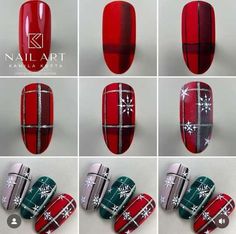 NailAholics - Paso a paso 💅🏼 Christmas Nails Step By Step Design, Tartan Nail Art, Halloween Nails Blood Drip, Sweater Nails Winter, Halloween Nails Blood, Plaid Christmas Nails, How To Strengthen Nails, Plaid Nail Art