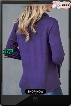 Casual Crew Neck Casual Long Sleeve Shirts & Tops Purple Tops For Fall Layering, Purple Long Sleeve Top For Fall, Fall Crew Neck Purple Blouse, Purple Crew Neck Blouse For Fall, Fall Purple Crew Neck Blouse, Purple Relaxed Fit Top For Fall, Purple Long Sleeve T-shirt For Winter, Purple Long Sleeve Winter T-shirt, Purple Crew Neck Top For Layering