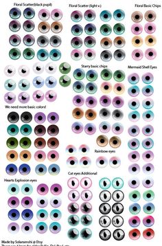 an image of different colored eyeballs and their corresponding colors, with the names below them