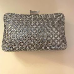 Silver Rhinestone Party Handbag. It Can Either Be Used As A Clutch Or Shoulder/Crossbody. Only Used Once. In Brand New Condition. Ships Out In One Day Sparkling Rectangular Clutch For Party, Formal Evening Clutch With Bling, Party Shoulder Bag With Rhinestones, Rectangular, Chic Bling Clutch Evening Bag, Evening Handheld Bags With Bling, Handheld Evening Bag With Rhinestones For Night Out, Evening Handheld Clutch With Rhinestones, Elegant Clutch With Bling Details, Chic Rectangular Evening Bag With Bling