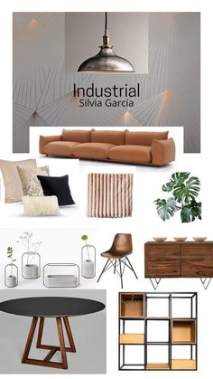 an interior design board with furniture and accessories