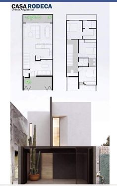 the floor plan for this modern house is shown in three different colors and sizes, including black