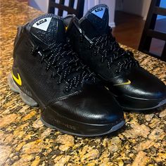 Info ~~~~~~~ Size: 9 Color: Black & Yellow Condition: Pristine Material: Etc $$ Condition: Very Good/ Never Worn Yellow Synthetic Basketball Shoes With Laces, Yellow Synthetic Basketball Shoes, Yellow Black, Men's Nike, Yellow Color, Black N Yellow, Nike Men, Nike Shoes, Athletic Shoes