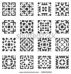 a set of nine black and white squares with different patterns on each side, all in the