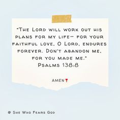 the lord will work out his plans for my life