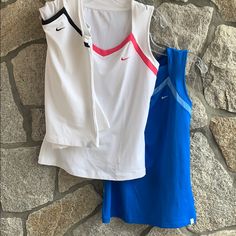 Nwot Nike Dri-Fit Topspink And White Blue And Blue Black On White Blue Casual Tennis Top, Fashion Styles, Nike Tops, Nike Dri Fit, Dri Fit, White Blue, Pink Blue, Nike Women, Blue Black