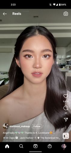 Soft Asian Wedding Makeup, Asian Doe Eye, Grad Makeup Asian, Korean Bridesmaid Hairstyle, Make Up Inspo For Graduation, Hoco Makeup Asian, Korean Glam Makeup Look, Prom Makeup Asian Eyes, Korean Bridesmaid Makeup