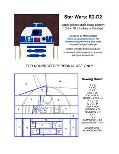 the star wars r2d2 paper model is shown with instructions for how to make it