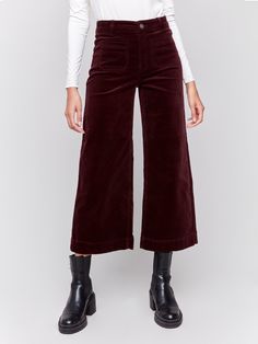 Step into stylish comfort with these corduroy flare pants. The patch pockets and flare leg bring a retro touch to your wardrobe, while the mid-rise waist ensures a flattering fit. Ideal for dressing up or down, these pants are a versatile addition to your closet. Pair them with boots for a chic ensemble or sneakers for a more relaxed vibe. Flare leg Cropped length Stretch corduroy fabric Two front patch pockets and two back patch pockets Mid-rise waist Celana Corduroy, Plum Fabric, Corduroy Flare Pants, Corduroy Material, Liverpool Jeans, Cropped Flares, Fall Shopping, Pocket Pants, New Tops