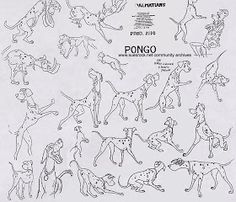 an image of dogs in various positions and sizes drawn by hand with ink on paper