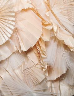 the back side of a dress made out of paper fans