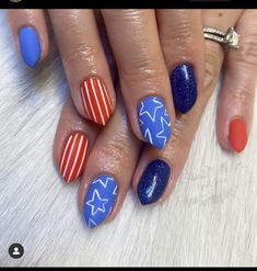 Spring Nails2023, Patriotic Nails, Nail Looks, 4th Of July Nails, Summery Nails, July Nails