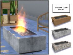 an outdoor fire pit with four different designs