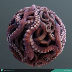 an octopus ball made out of tentacles on a gray background with the caption's logo below it