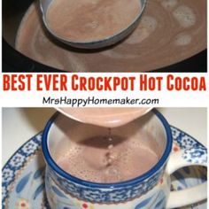 there are two pictures of hot cocoa in the same cup