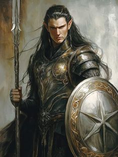 Lotr Elven Armor, Spear And Shield Fighter, Fantasy Council, Lotr Architecture, Elf Paladin, Elven King, Dnd Elves, Male Elf, Fantasy Story Ideas