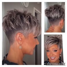 Color For Short Hair Highlights, Short Spiky Haircuts, Shaved Hair Cuts, Short Hair Highlights, Short White Hair, Short Spiked Hair, Short Shaved Hairstyles, Short Sassy Haircuts, Short Spiky Hairstyles