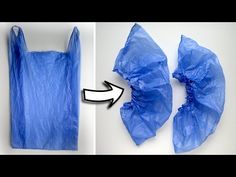 two bags that have been wrapped in blue plastic