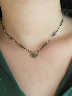 Tiny Labradorite Necklace Adjustable Necklace Labradorite - Etsy Popular Jewelry Trends 2024, Rope Bracelets Diy, Diy Jewelry Rings, Fairy Necklace, Diy Bracelets Patterns, Labradorite Necklace, Dope Jewelry, Labradorite Jewelry, Labradorite Necklaces