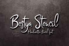 the logo for betty stecell handwritten floral font on a black background with white lettering