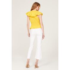 Yellow cotton (97% Cotton, 3% Spandex). Top. Cap sleeves. V-neck. Pull on. 25" from shoulder to hemline. Imported. Summer Cotton V-neck Top For Day Out, Cotton V-neck Top For Spring Day Out, White Cotton V-neck Top For Summer, Fitted V-neck Top For Spring Day Out, Cotton Stretch V-neck Blouse, Cotton V-neck Top For Summer Day Out, Chic Summer Stretch V-neck Top, Spring Day Out Cotton V-neck Top, Fitted White Cotton V-neck Top