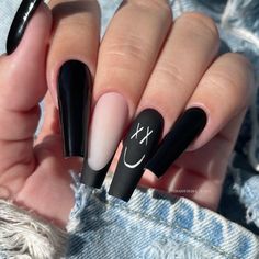 Gothic Nails Long Square, Black Ballerina Nails Long, Black Ballerina Nails Design, Black Ballerina Nails, Classy Black Nails, Black And Nude Nails, Ballerina Acrylic Nails, Matted Nails, Ballerina Nails Designs