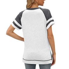 White Cotton Blend Raglan Sleeve T Shirt Casual White T-shirt With Raglan Sleeves, Cotton Raglan Sleeve T-shirt For Everyday, Fitted Cotton T-shirt With Raglan Sleeves, White Raglan Sleeve T-shirt For Sports, Sporty Raglan Sleeve T-shirt With Contrast Sleeves, T Shirt Women, Shirt Women, Women Tops, Raglan Sleeve