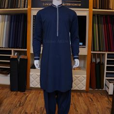 Navy blue shalwar kameez design for men | Designer Shalwar Kameez Design Men Gents Shalwar Kameez Design, Men Shalwar Kameez Design, Mens Kameez Shalwar Design, Navy Blue Shalwar Kameez, Blue Shalwar Kameez For Men, Blue Cotton Unstitched Formal Suit, Male Shalwar Kameez Design, Navy Blue Shalwar Kameez Men, Shalwar Kameez Designs