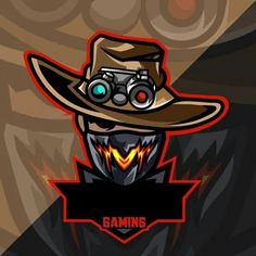 an image of a man wearing a cowboy hat with binoculars on his face and the word gaming written below it