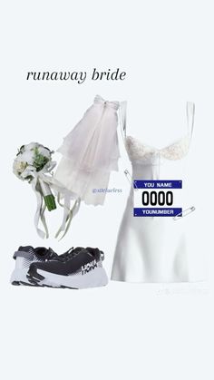 there is a dress and shoes next to each other with the name runaway bride on it