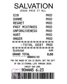 a ticket for salvation from jesus paid it all