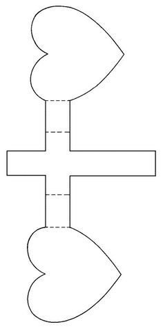 a paper cut out of the shape of a cross with an arrow pointing to it