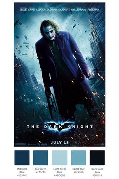 the dark knight movie poster with color swatches