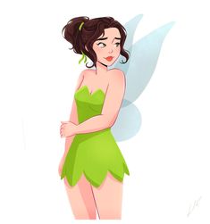 a woman in a green dress with a butterfly on her back