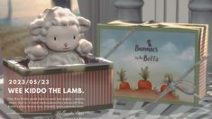 an advertisement for bunnies in the buffet featuring a stuffed lamb and carrots, as well as two boxes