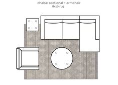 the floor plan for a living room with couches, chairs and other furniture in it