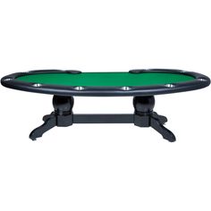 a black and green table with three legs on it's top, in front of a white background