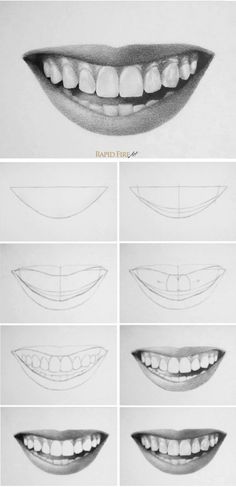 the steps to draw teeth in different ways