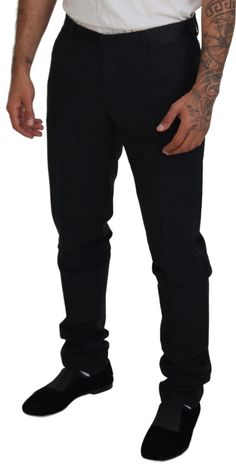 DOLCE & GABBANA 100% Authentic Dolce & Gabbana chino dress pants. This item comes from the exclusive MainLine Dolce & Gabbana collection. Model: Dress pants Colour: Black Material: 90% Virgin Wool 7% Silk 3% Polyester Zipper and button closure Logo Details Made in Italy Elegant Black Dress, Formal Pants, Embroidery Shoes, Denim Jacket Men, Mens Shoes Boots, Dolce And Gabbana Man, Black Dress Pants, Dolce & Gabbana, Adidas Yeezy Boost