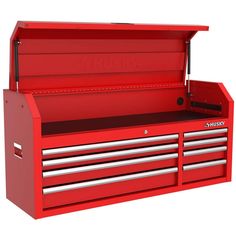 The Husky Modular 52 in. W 8-Drawer Red Top Tool Chest is part of a system that allows you to customize your own steel storage configuration. The modular system consists of the mobile workbench, top chest, pegboard and side locker (all components sold separately). The tool chest is constructed of an all-welded 21-Gauge steel body and finished with a rust-resistant powder coat finish. 8-drawers of varying sizes enable 1 to find the right place to store and organize all your tools, parts and suppl Workbench Top, Peg Wall, Mobile Workbench, Side Drawers, Steel Storage, Lid Storage, Tool Chest, Modular System, Storage Devices