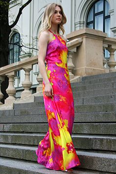 Bright Long Maxi Dress For Women, Romantic Dress, Colorful Dress, Pocket Dress, Floor Length Dress, Bridesmaid Dress, Pink Dress by Guntina on Etsy https://www.etsy.com/listing/531676845/bright-long-maxi-dress-for-women Red Abstract Print Maxi Dress For Summer, Summer Red Maxi Dress With Abstract Print, Red Abstract Print Summer Maxi Dress, Pink Abstract Print Maxi Dress For Summer, Pink Maxi Dress With Abstract Print For Summer, Sleeveless Multicolor Silk Maxi Dress, Multicolor Maxi Halter Dress For Spring, Multicolor Printed Sleeveless Party Dress, Multicolor Spring Halter Maxi Dress