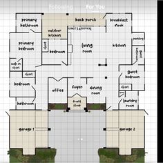 the floor plan for a house with four rooms and three bathrooms, including one bedroom